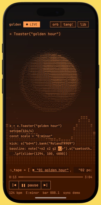 iPhone, in tangerine night: the orb.